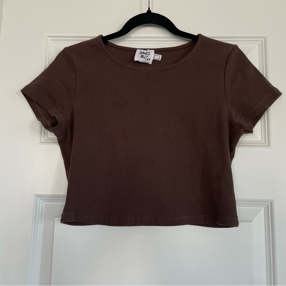 Princess Polly Brown Organic Cotton Crop Top